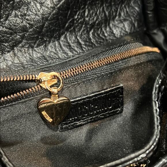 Moschino Black Satchel with Glossy Finish and Gold Hardware - Picture 13 of 14